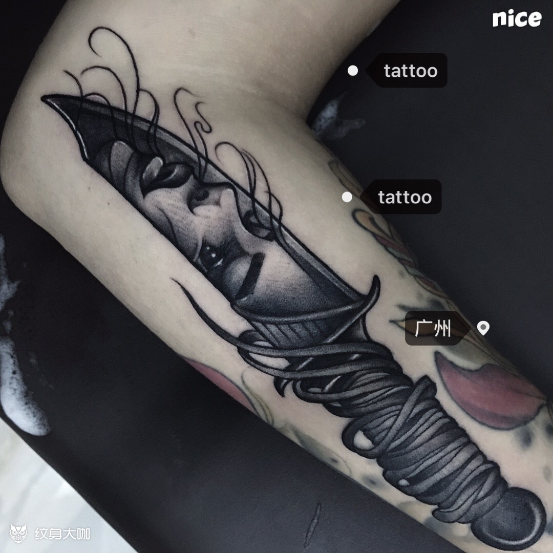 刀_纹身图案手稿图片_周煜锋的纹身作品集