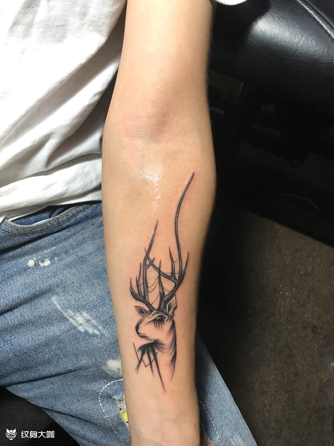 小臂小鹿头_纹身图案手稿图片_连云港常的纹身作品集