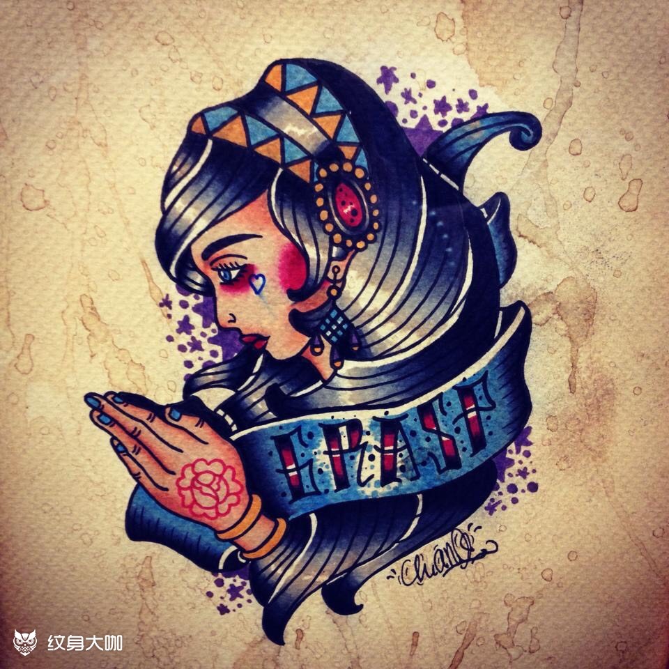 old school_纹身图案手稿图片_钟政晃的纹身作品集