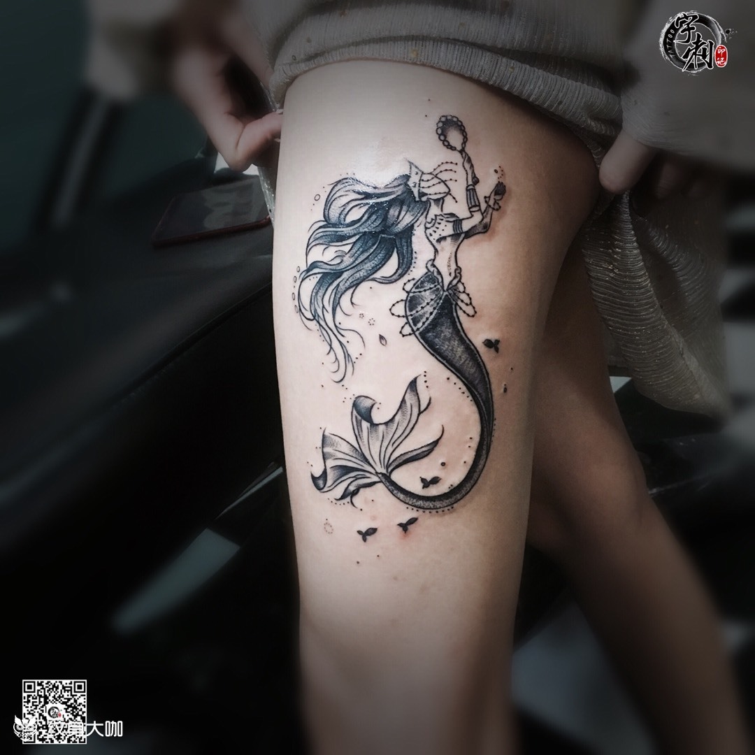 人鱼的点缀_纹身图案手稿图片_宇刺印记的纹身作品集