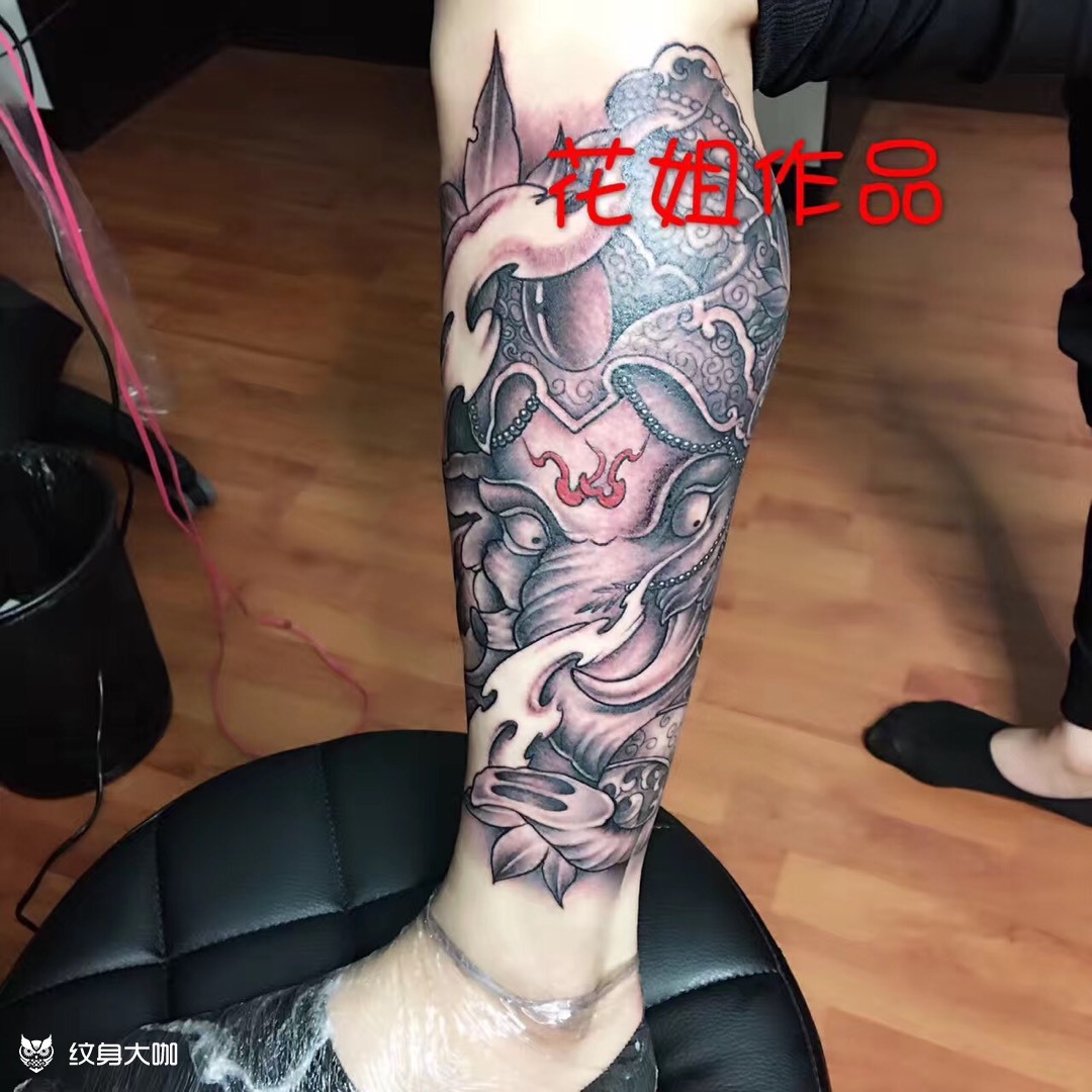黑灰象财神_纹身图案手稿图片_花姐的纹身作品集
