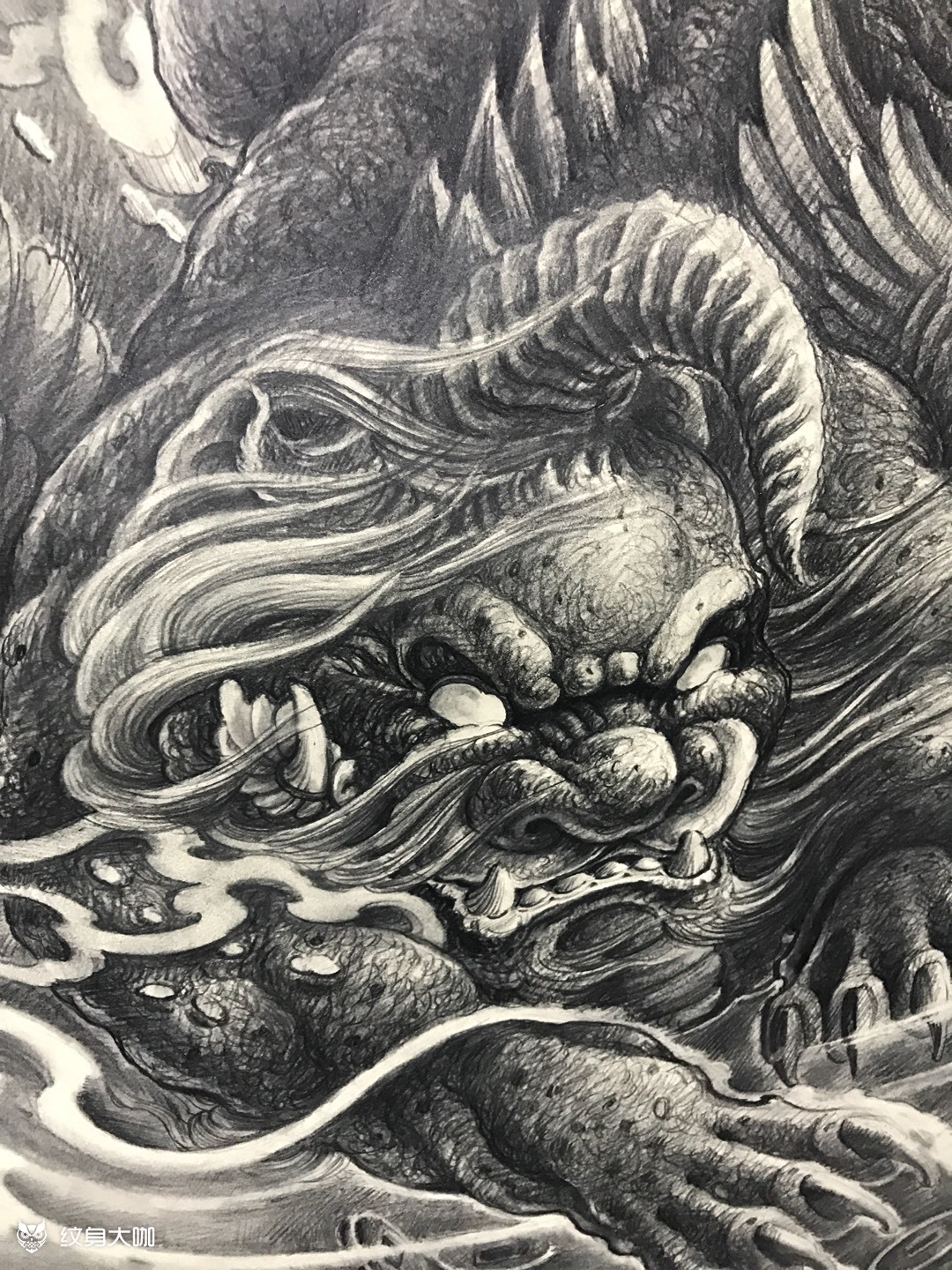 烈火风貔貅_纹身图案手稿图片_小明的纹身作品集