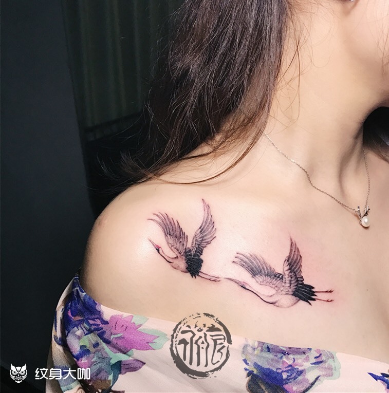仙鹤_纹身图案手稿图片_付露的纹身作品集