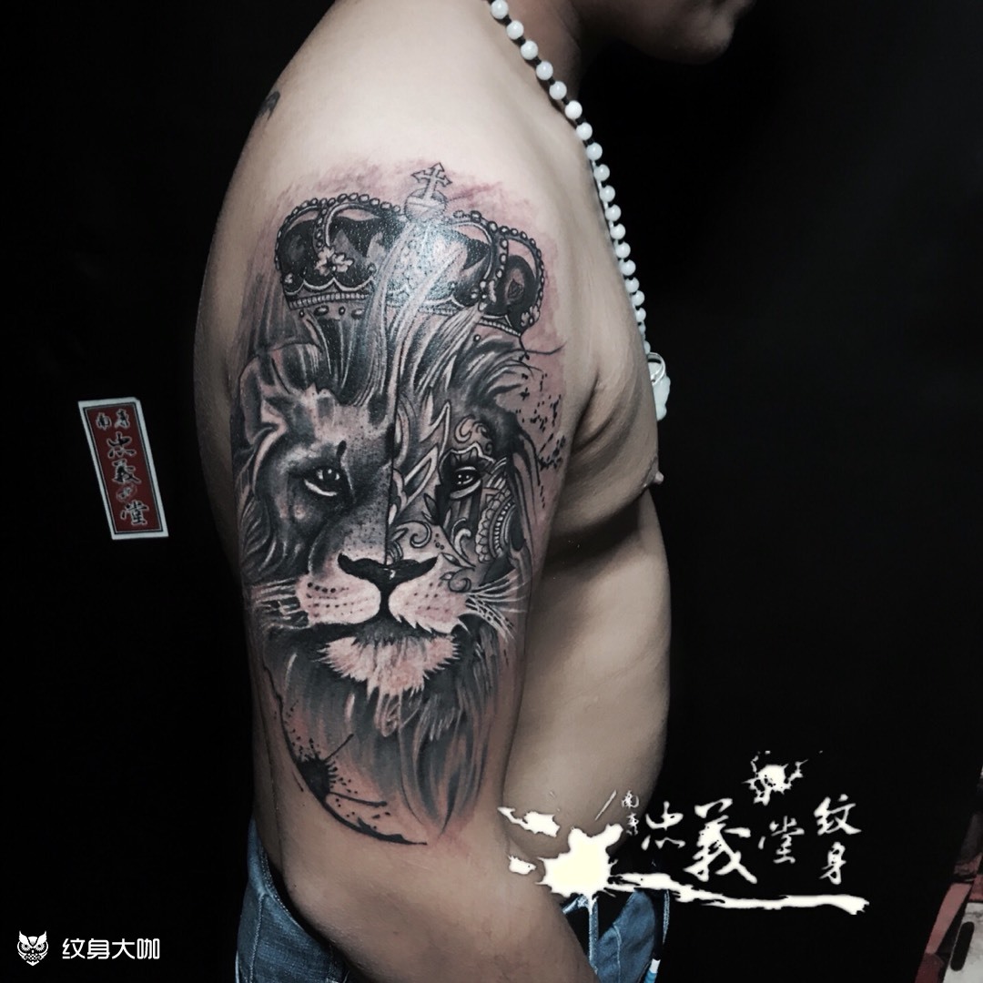 狮子头_纹身图案手稿图片_忠义堂的纹身作品集