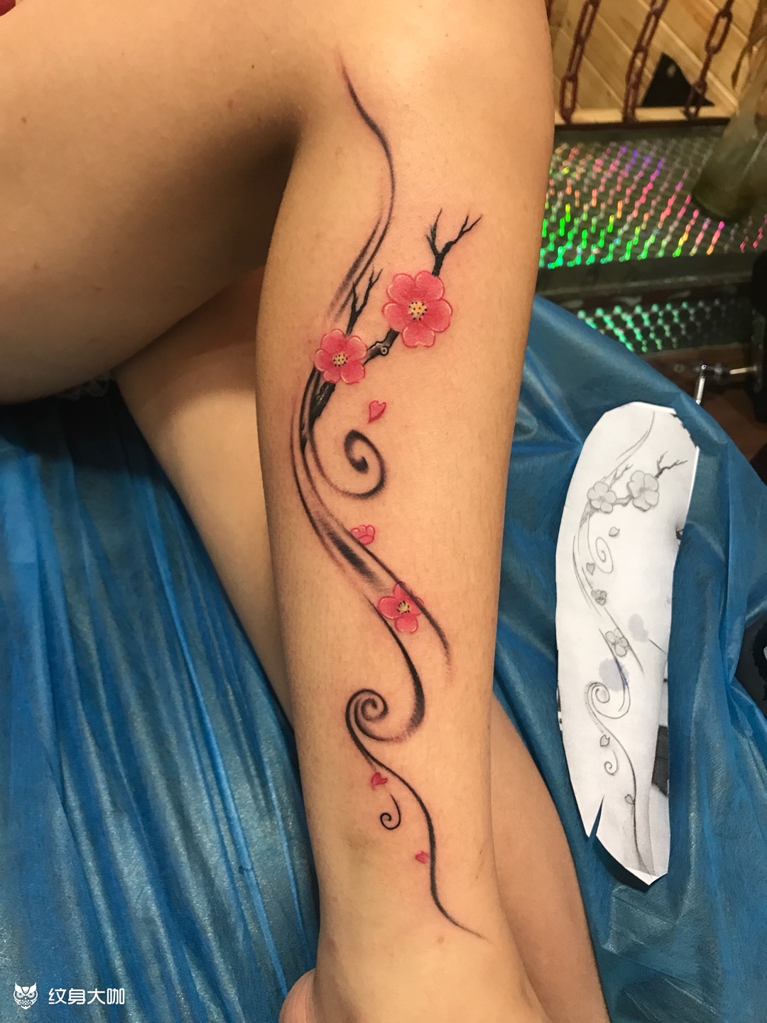 小腿花_纹身图案手稿图片_狼客总店的纹身作品集