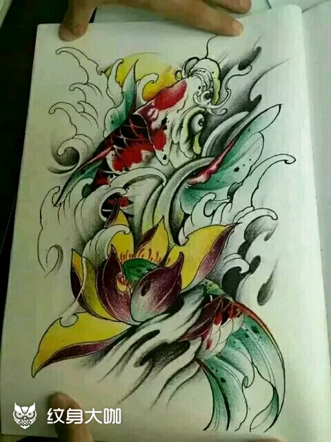 鱼手稿_纹身图案手稿图片_玲子的纹身作品集