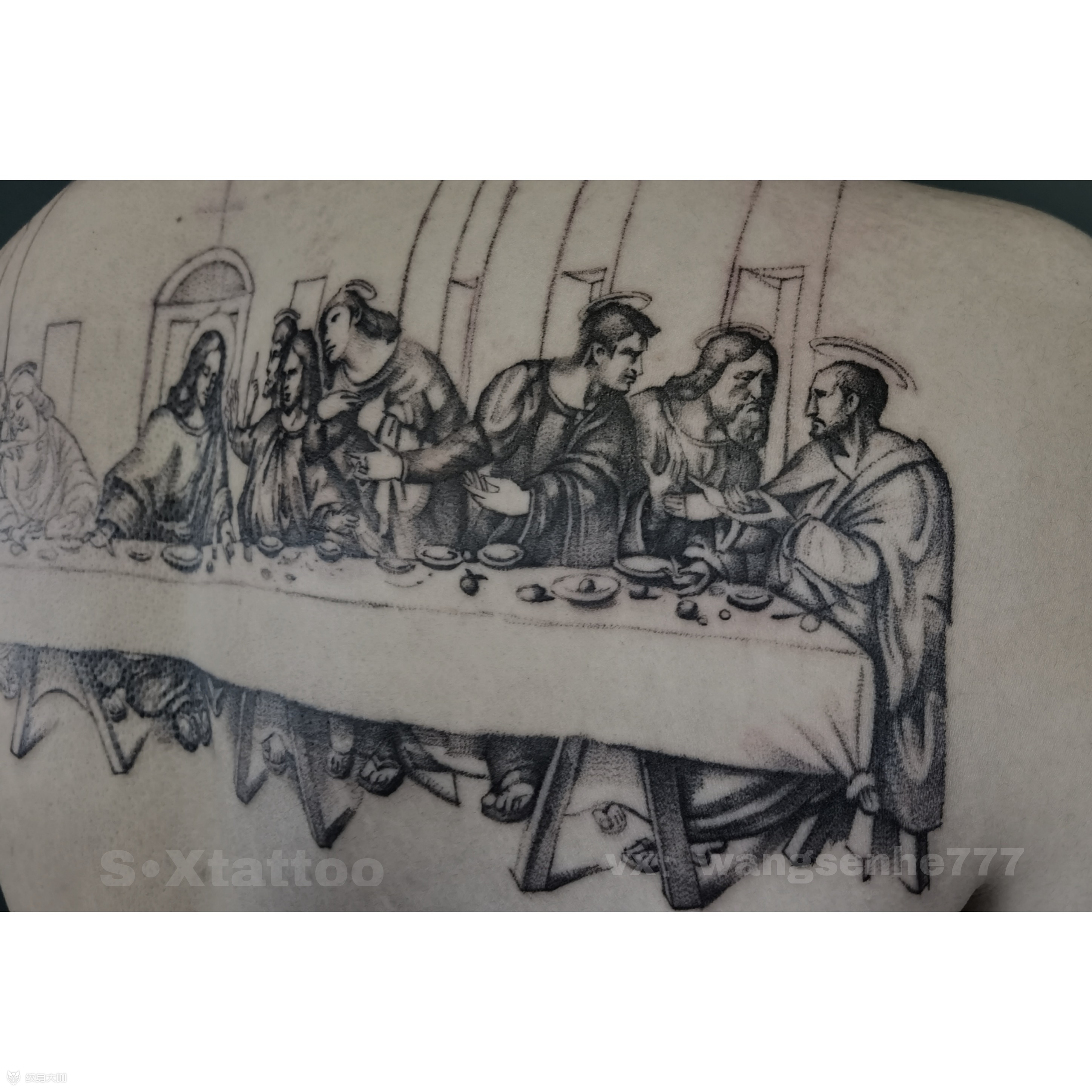 最后的晚餐 达芬奇_纹身图案手稿图片_三相森哥(无痕超皮秒洗纹身)的