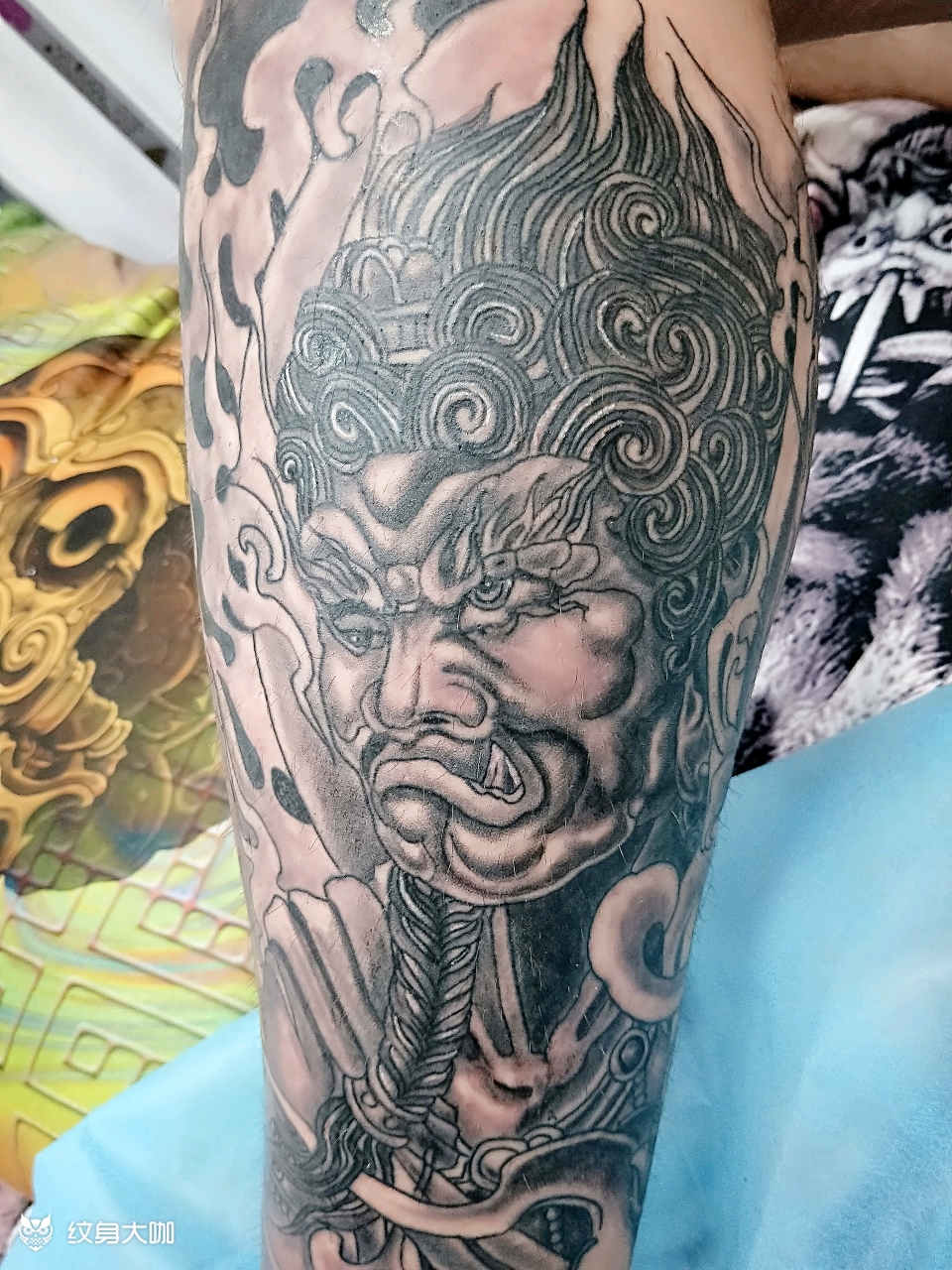 不动明王小腿_纹身图案手稿图片_庄瑞婷的纹身作品集