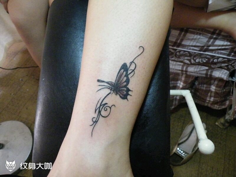 脚踝蝴蝶_纹身图案手稿图片_安东的纹身作品集