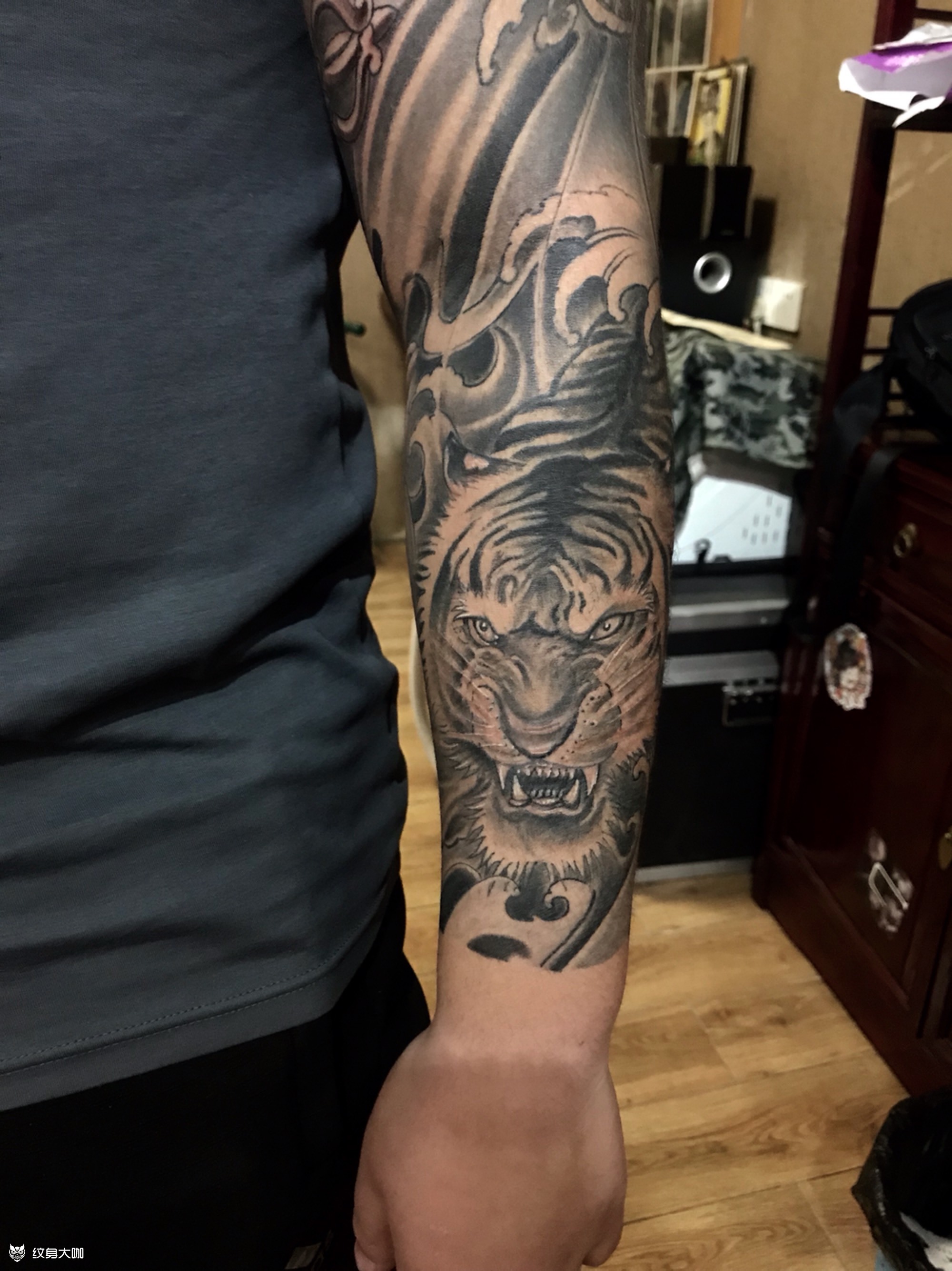 虎花臂_纹身图案手稿图片_康永华的纹身作品集
