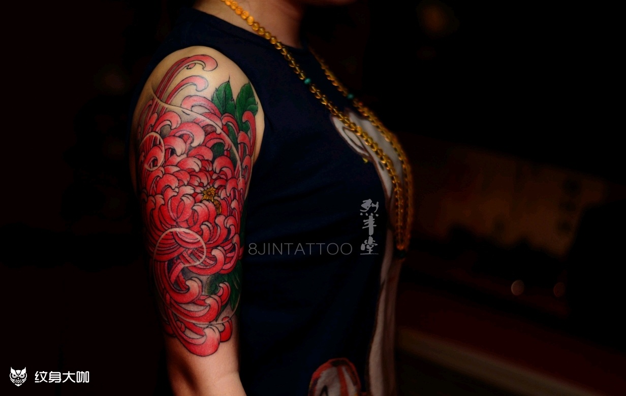 菊花_纹身图案手稿图片_8金的纹身作品集