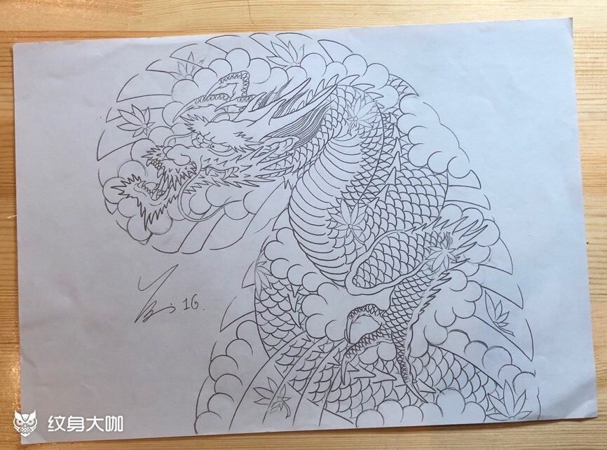 日式半甲_纹身图案手稿图片_财神哒哒哒的纹身作品集