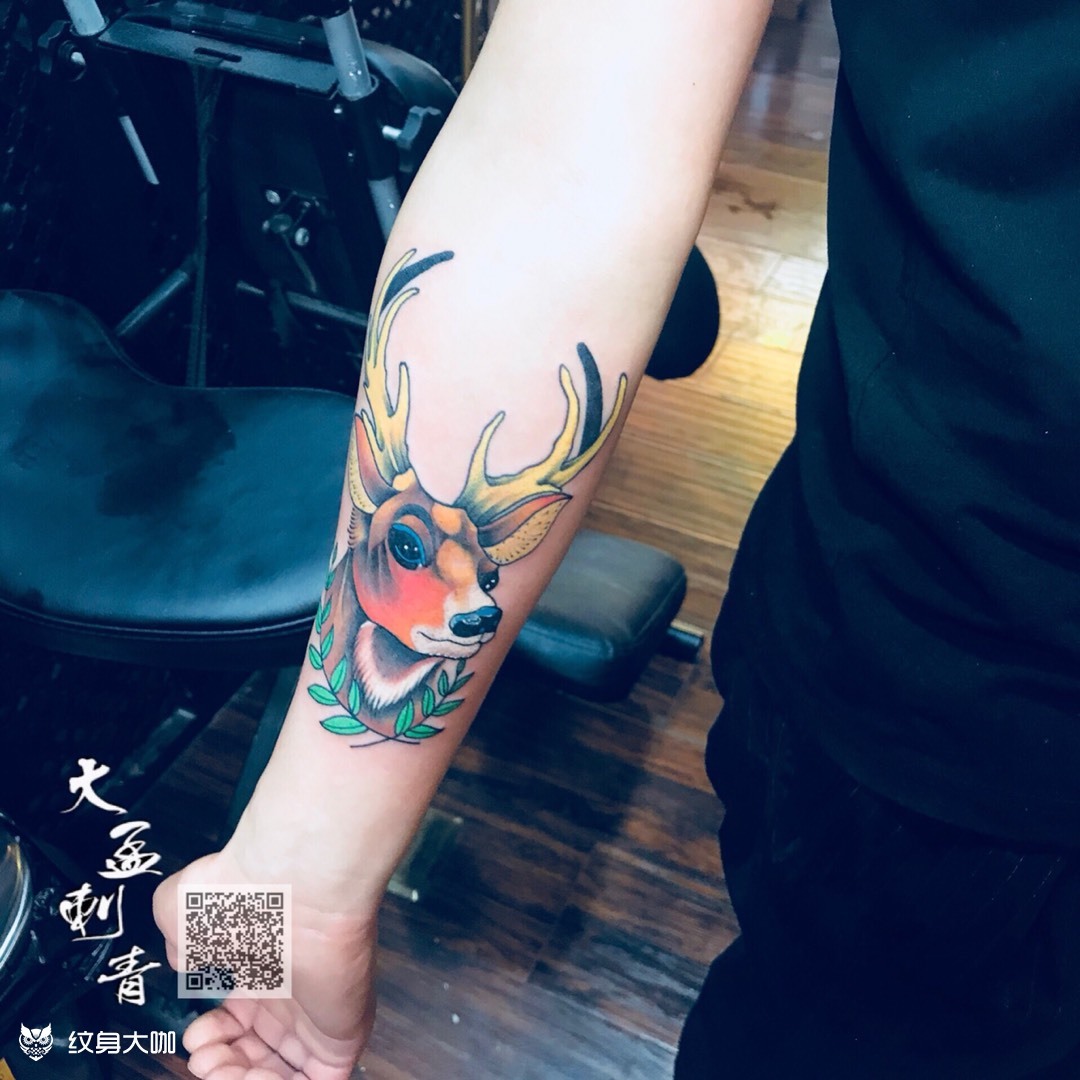彩色麋鹿_纹身图案手稿图片_静阿静90的纹身作品集
