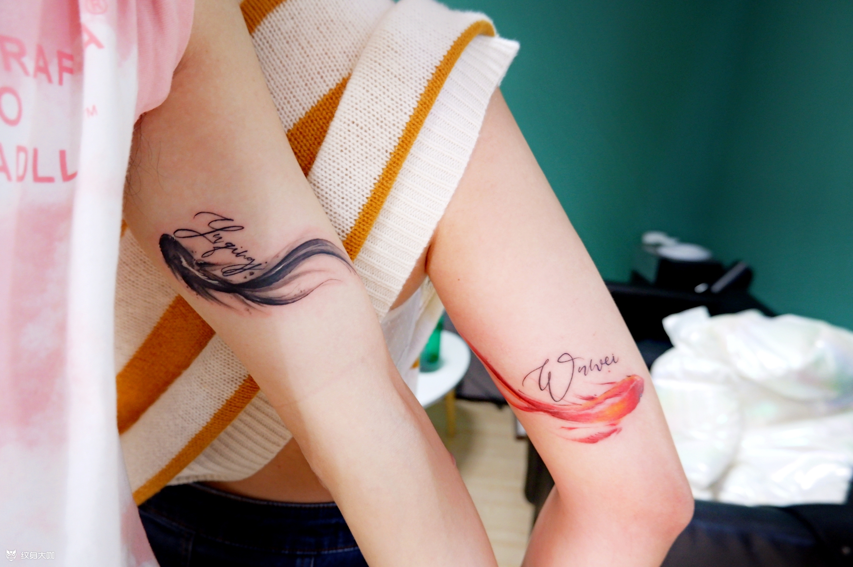 情侣水墨纹身_纹身图案手稿图片_tat—如彦的纹身作品集