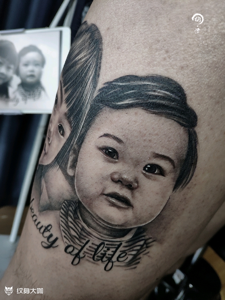 儿女双全_纹身图案手稿图片_成都桐花的纹身作品集