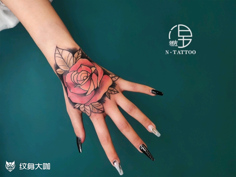 手背玫瑰_纹身图案手稿图片_涅·石的纹身作品集