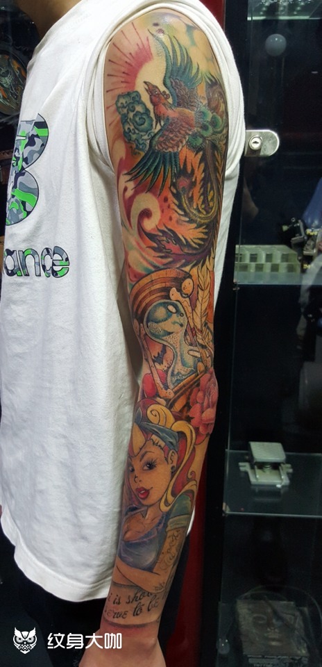 修改凤凰改花臂_纹身图案手稿图片_老牛的纹身作品集