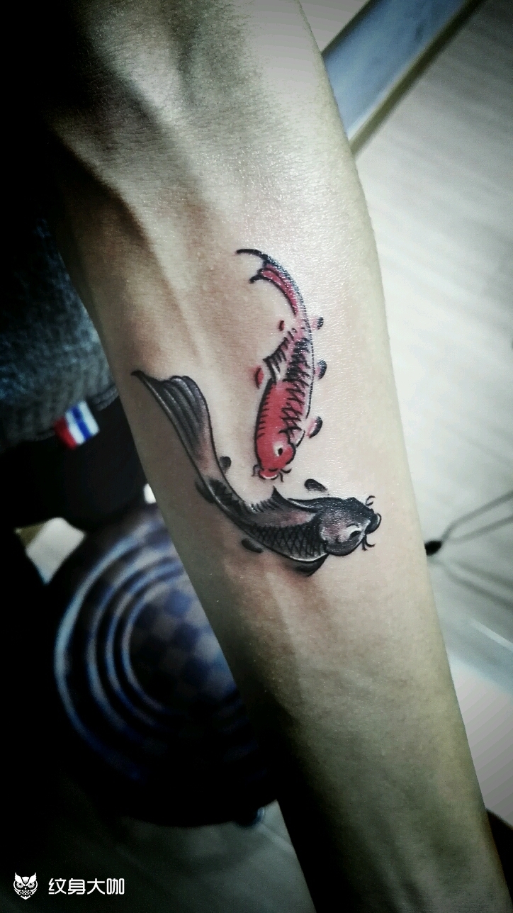 年画风格双鱼(300元)_纹身图案手稿图片_叉叉的纹身作品集