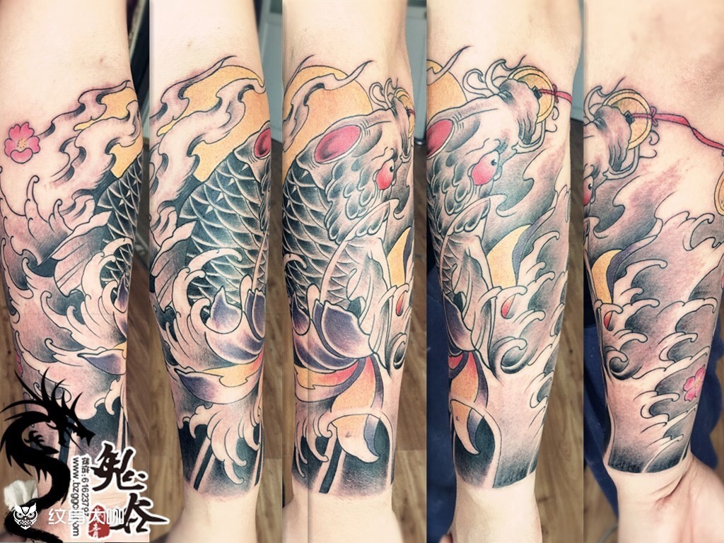 鲤鱼包小臂_纹身图案手稿图片_薛新稳的纹身作品集