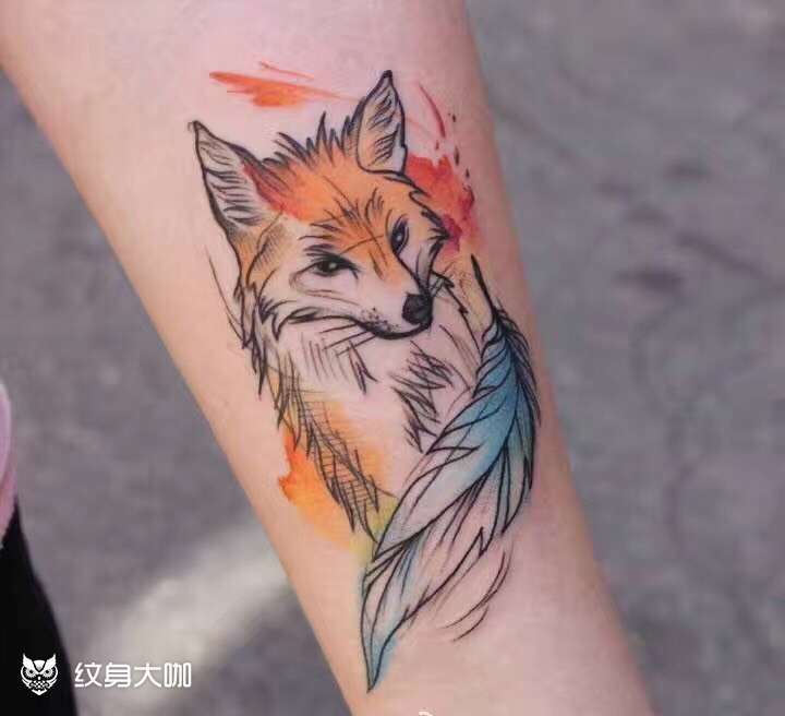 彩色狐狸02_纹身图案手稿图片_陈高峰的纹身作品集