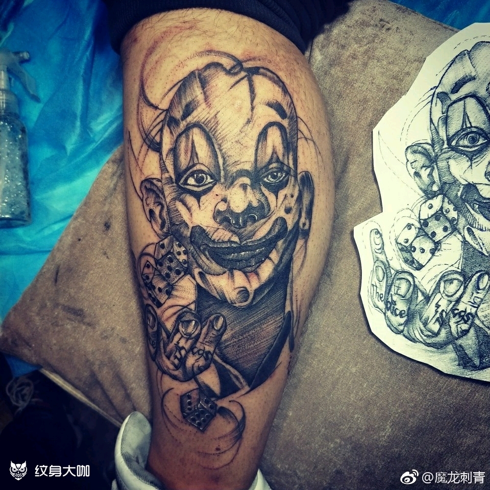 小丑_纹身图案手稿图片_吴政的纹身作品集