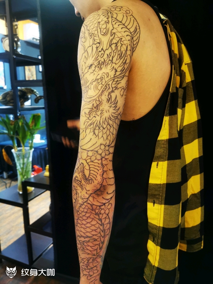 花臂苍龙_纹身图案手稿图片_极一龙的纹身作品集