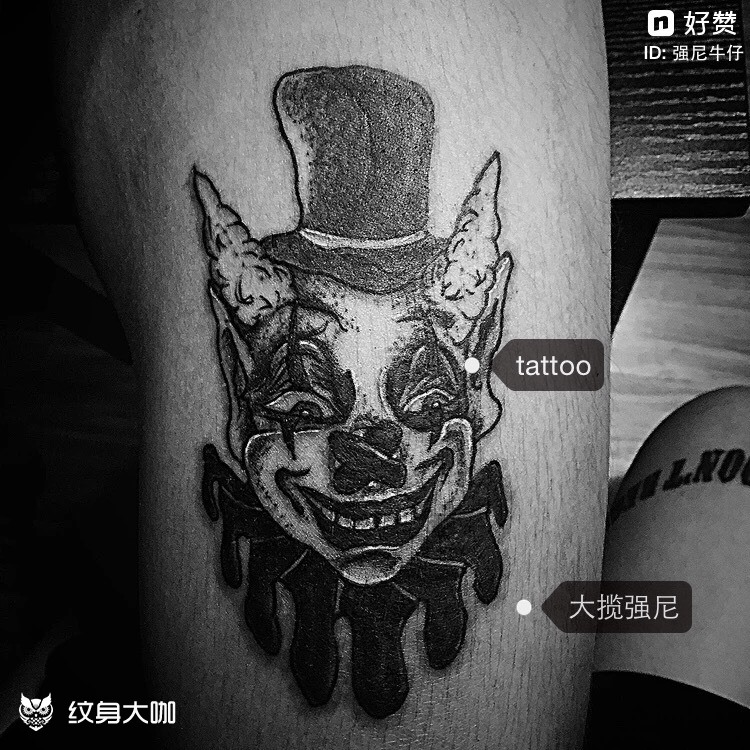 黑白小丑_纹身图案手稿图片_jonny的纹身作品集