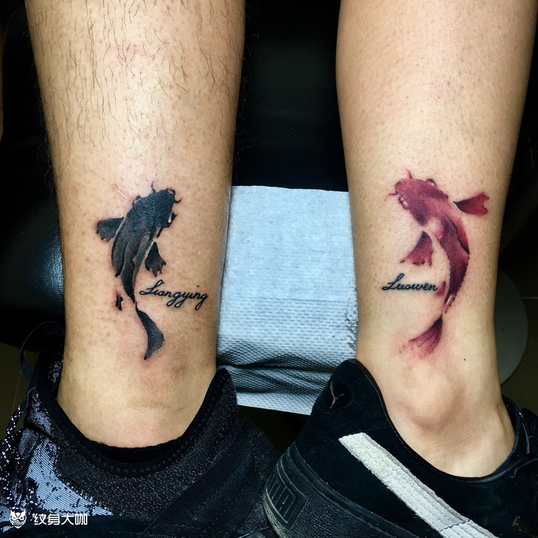 鸳鸯鱼_纹身图案手稿图片_罗伟峰的纹身作品集