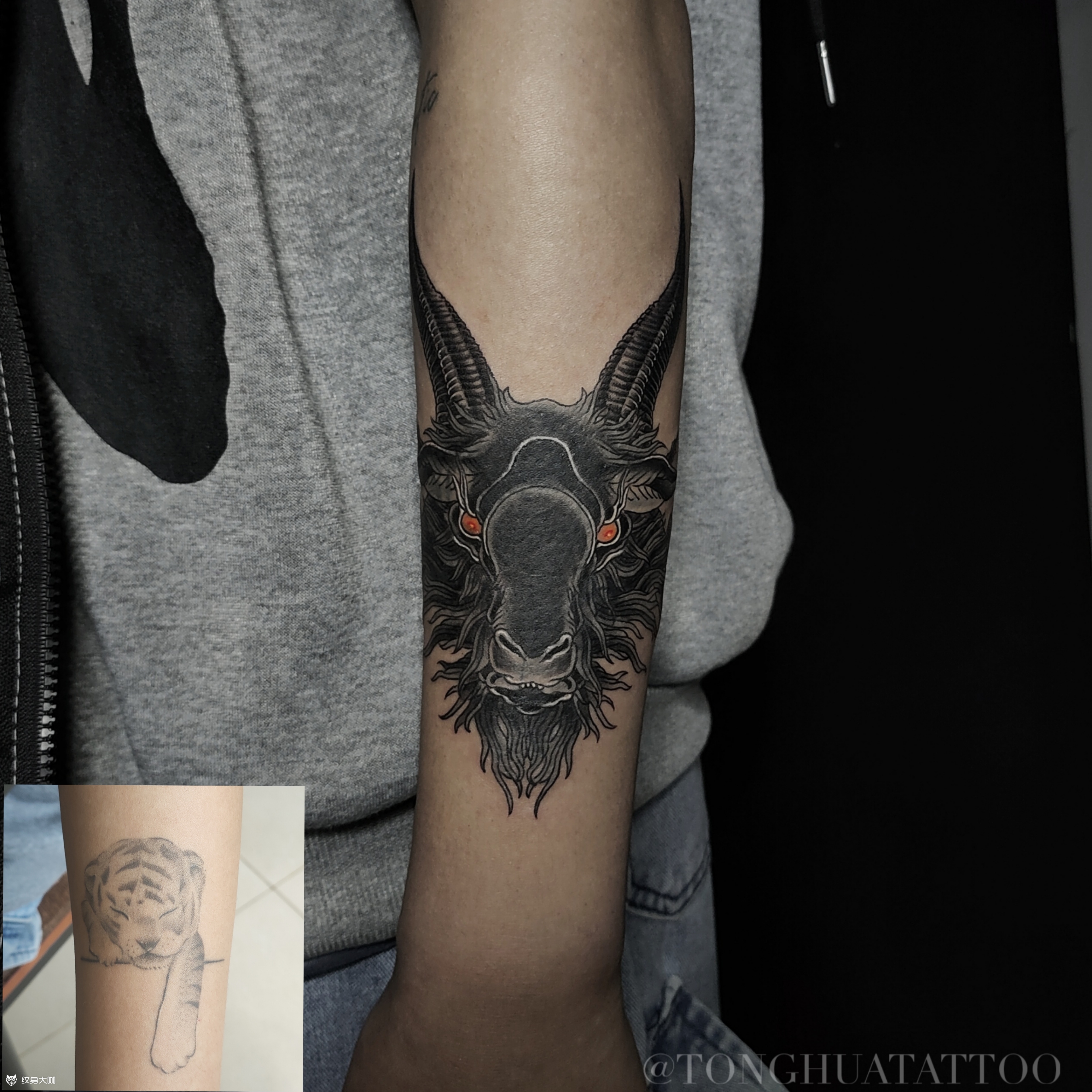 山羊_纹身图案手稿图片_成都桐花的纹身作品集