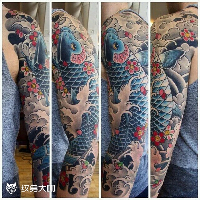 全彩鲤鱼花臂_纹身图案手稿图片_张云鹏的纹身作品集