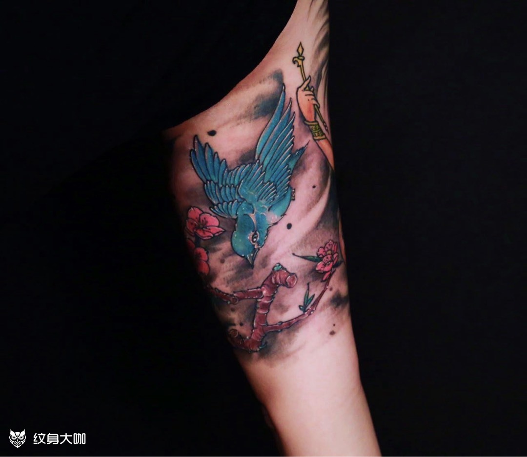 大臂内侧青鸟_纹身图案手稿图片_路望的纹身作品集