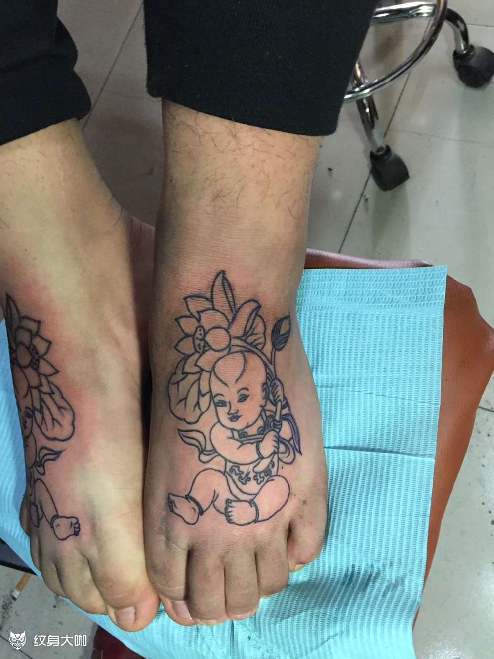 莲花童子_纹身图案手稿图片_王猛的纹身作品集