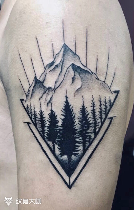 山_纹身图案手稿图片_混合理论 -迷你大怪兽的纹身作品集