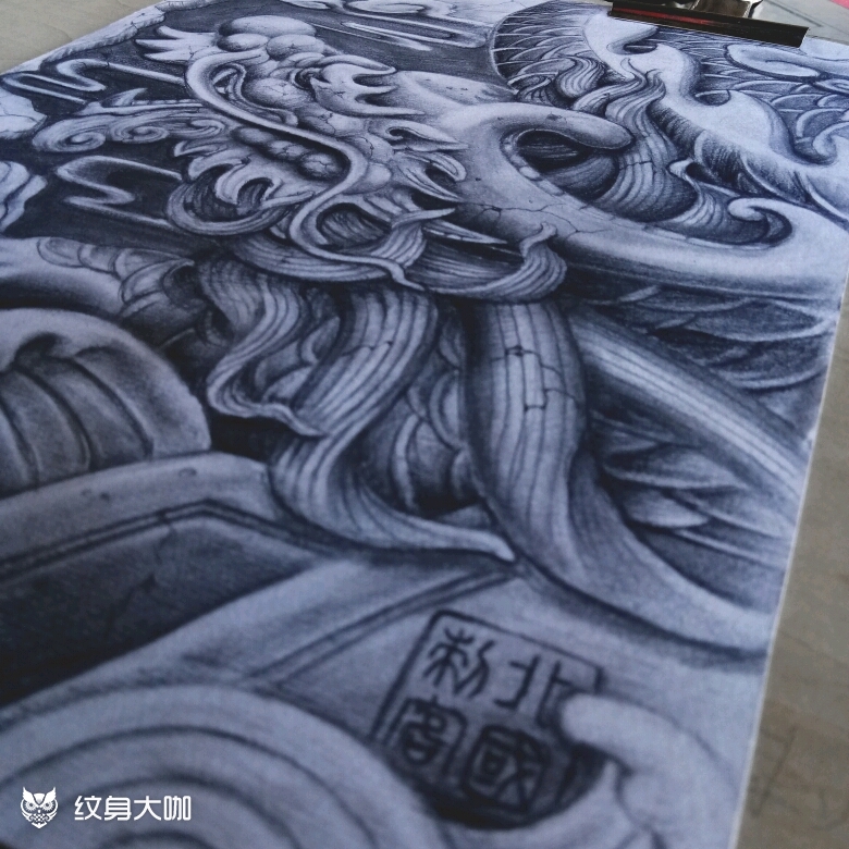 原创石雕龙手稿