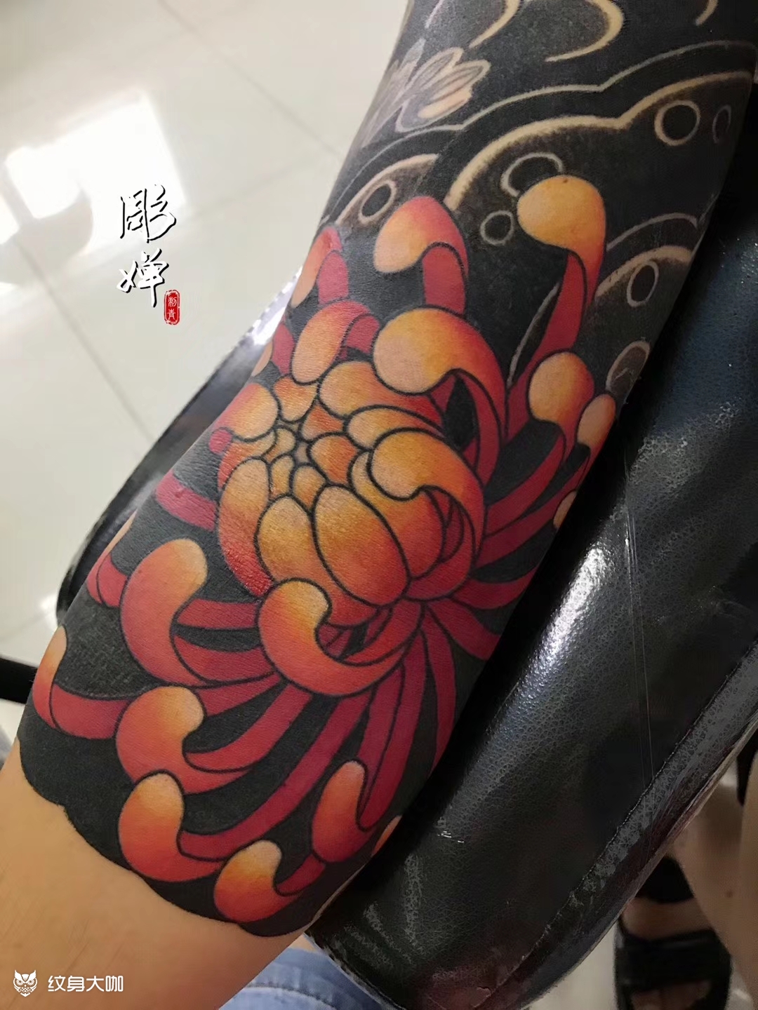 老传统七分袖_纹身图案手稿图片_郑州文身师雕清的纹身作品集