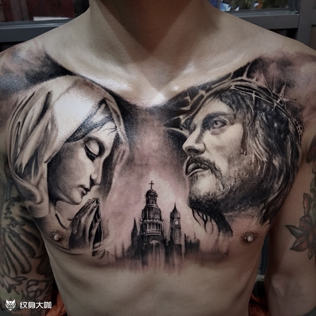 圣母与耶稣_纹身图案手稿图片_融城刺客.tattoo的纹身作品集
