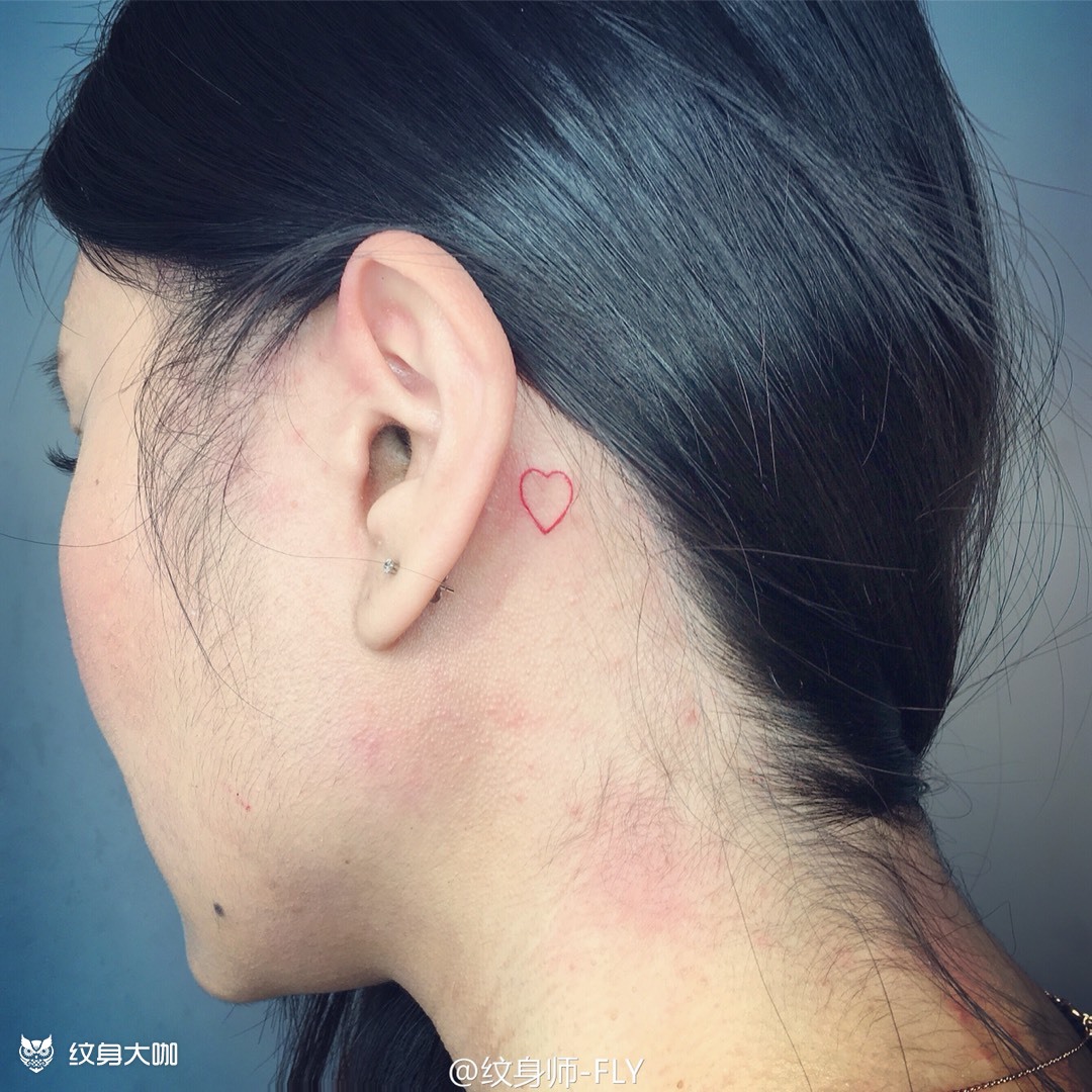 耳后小爱心_纹身图案手稿图片_fly的纹身作品集