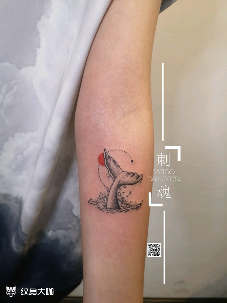 鲸鱼的尾巴_纹身图案手稿图片_谭昌武的纹身作品集