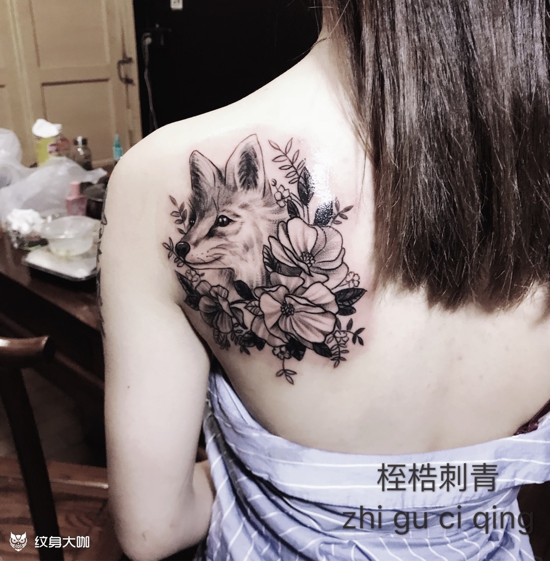 狐狸_纹身图案手稿图片_郑文彬的纹身作品集