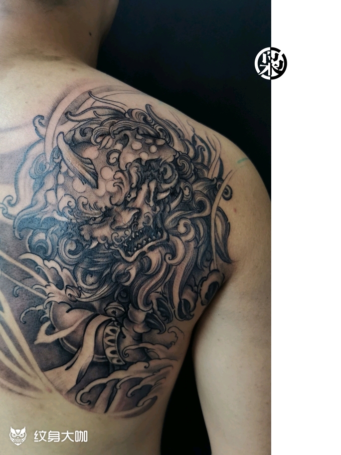 唐狮《新传统唐狮》客人左边的_纹身吧社区 - 纹身大咖
