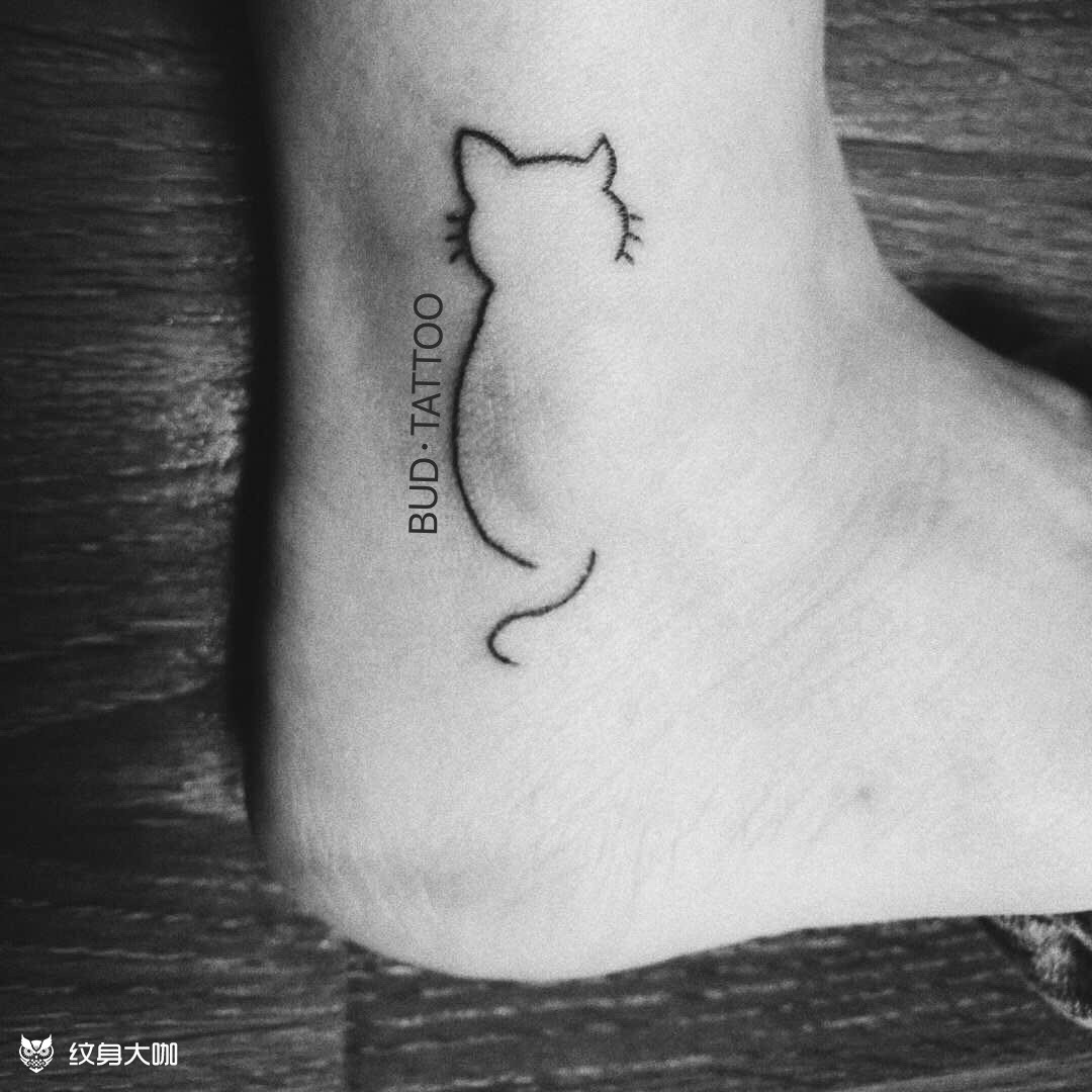 线条小猫_纹身图案手稿图片_蕾哥的纹身作品集