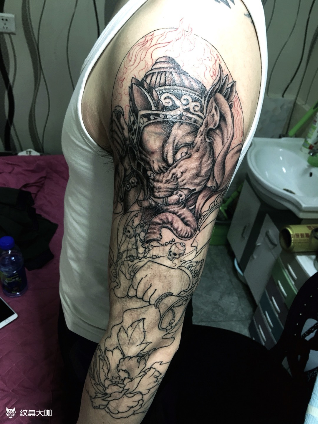 象神花臂_纹身图案手稿图片_明仁刺青的纹身作品集