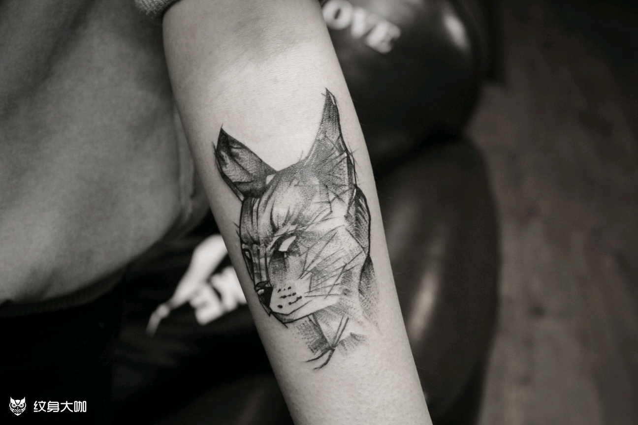 线条猫头_纹身图案手稿图片_柒风的纹身作品集