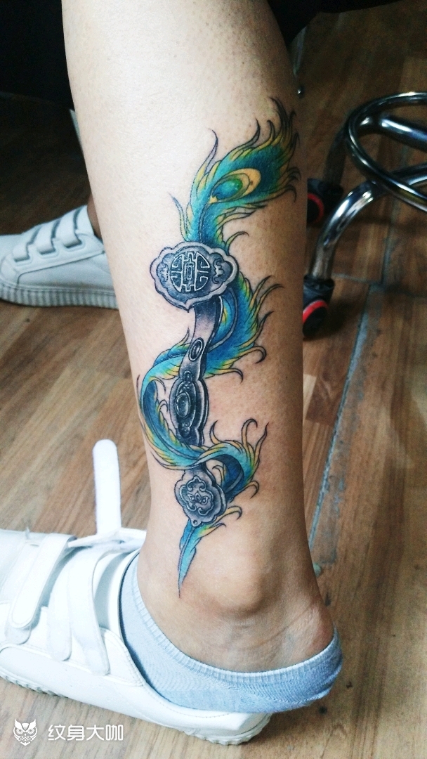 玉如意孔雀翎_纹身图案手稿图片_唐杰的纹身作品集