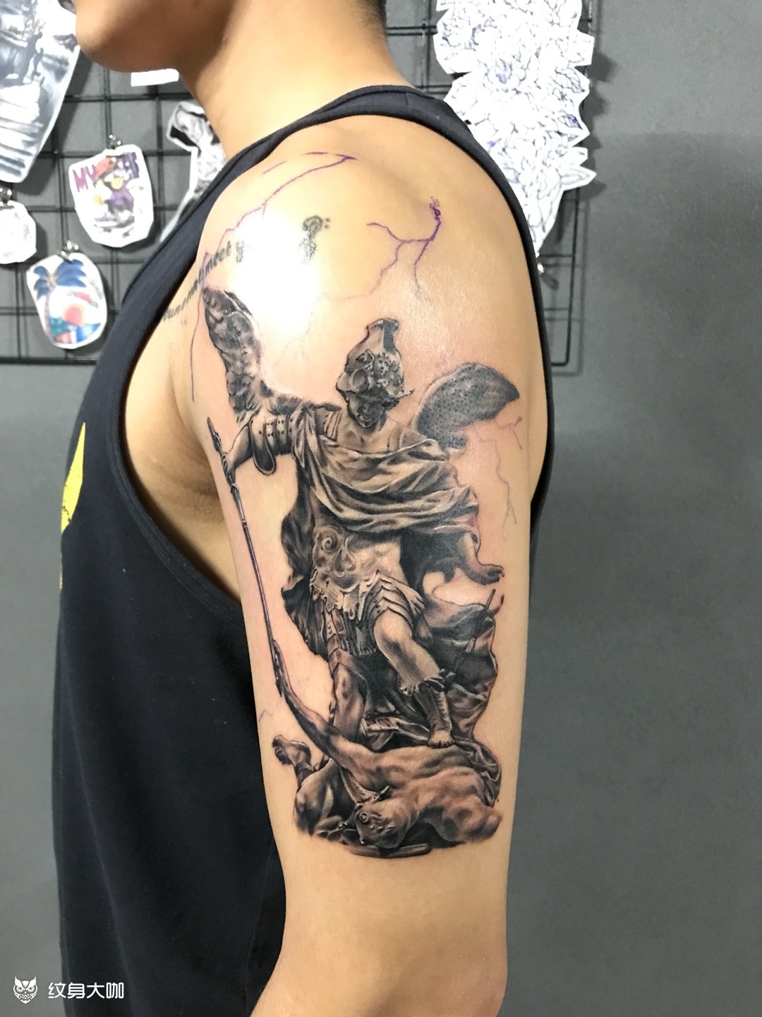 大天使米迦勒_纹身图案手稿图片_伦贤的纹身作品集