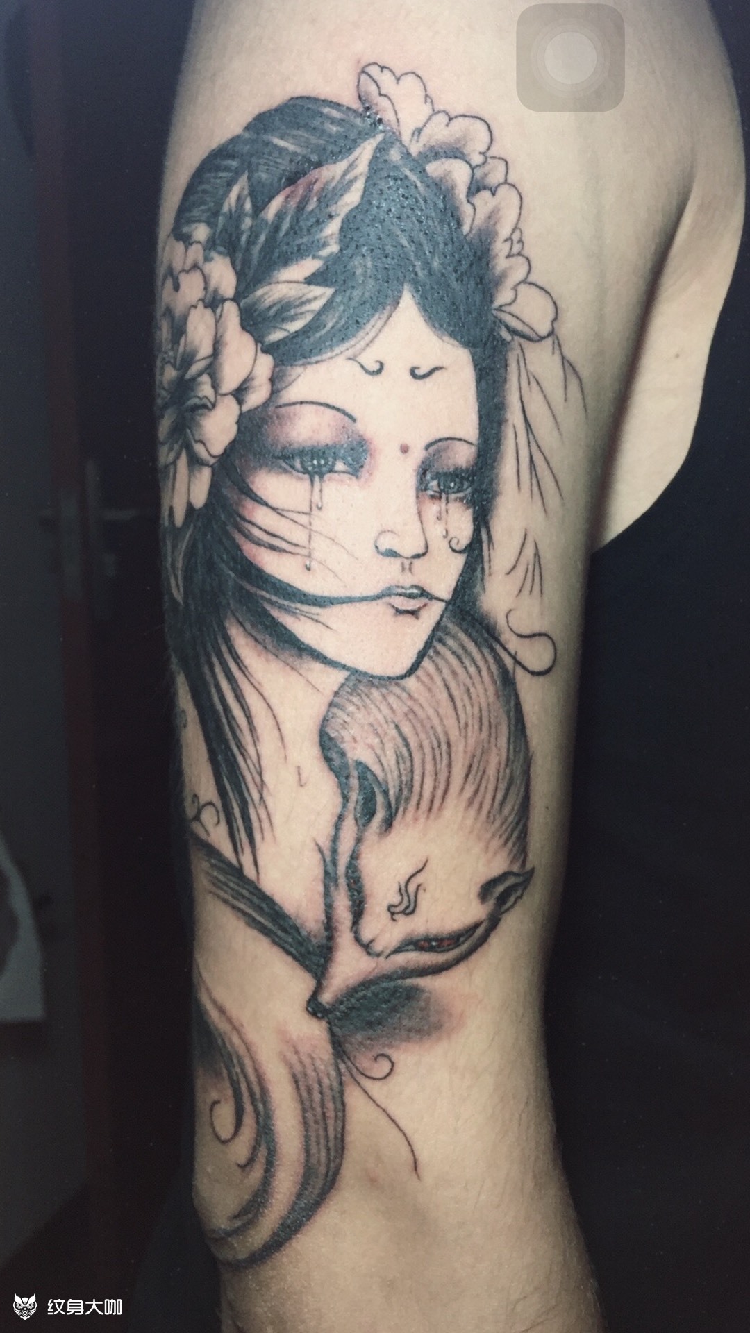 仕女狐狸_纹身图案手稿图片_阿祥的纹身作品集