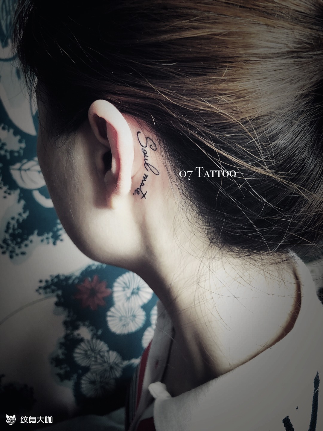 耳后小字母_纹身图案手稿图片_老零的纹身作品集