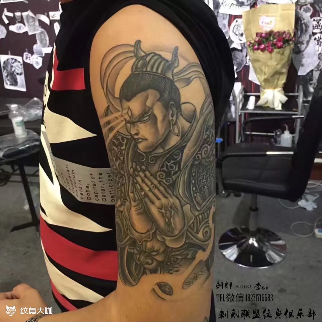 大臂二郎神_纹身图案手稿图片_董世松的纹身作品集