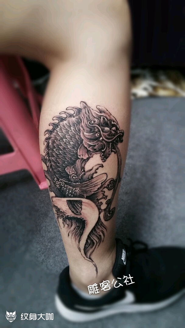 鳌鱼_纹身图案手稿图片_赵亚涛的纹身作品集