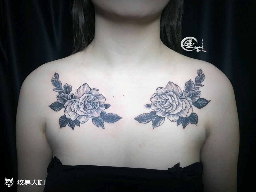 小花胸_纹身图案手稿图片_老鬼的纹身作品集